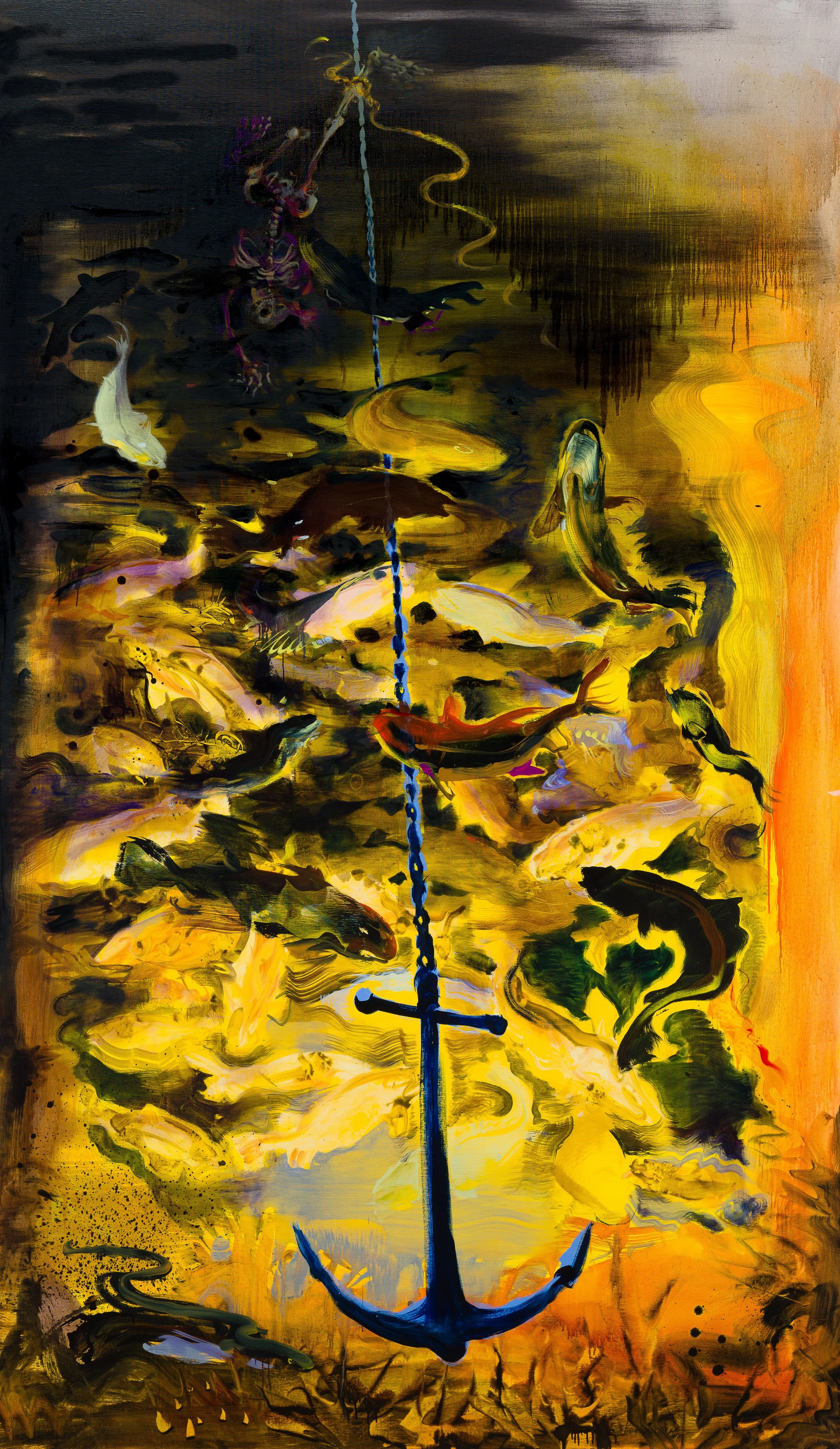Lost Hope and Anchor –  oil, ink and spray paint on linen 300x175cm 2021 