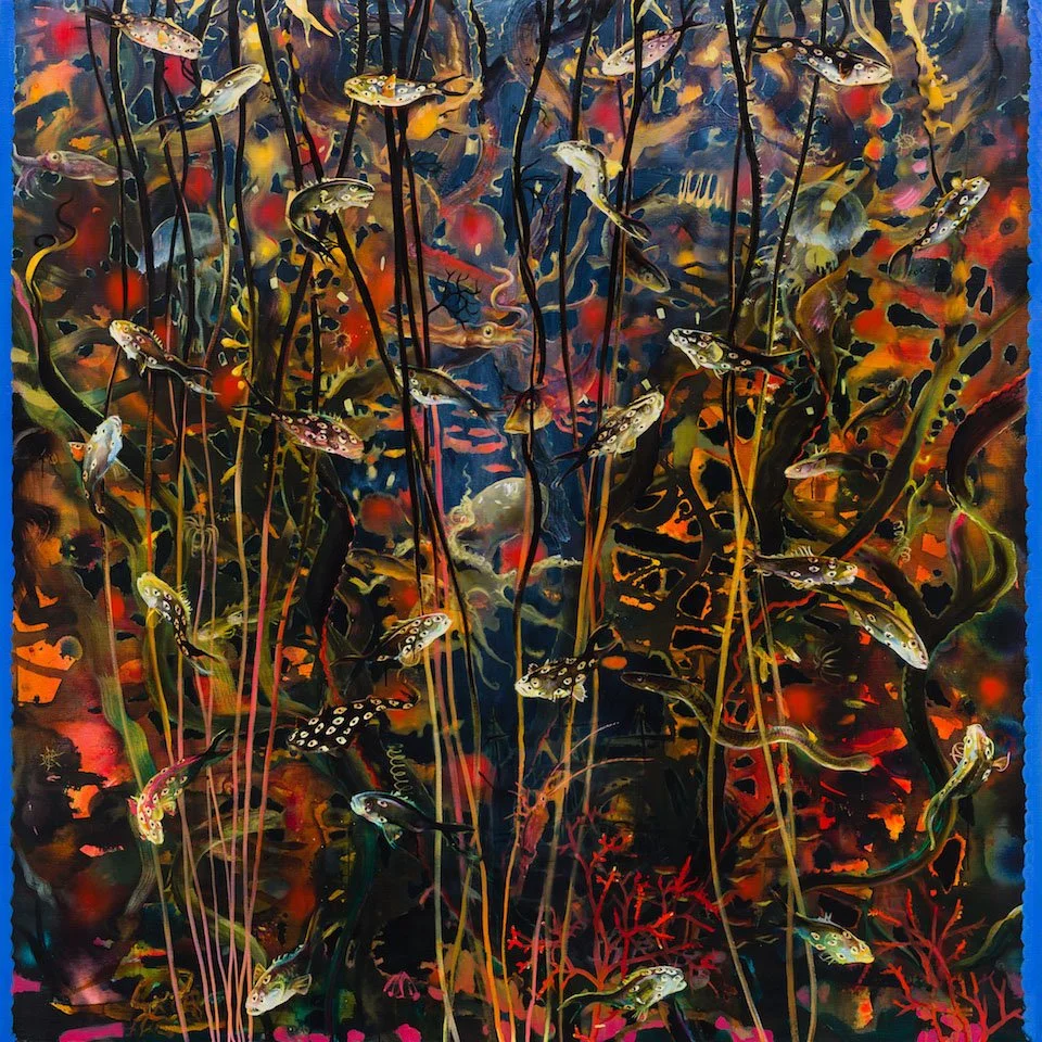 Shipwreck –  ink, oil & spray paint on linen 183x183cm 2017 