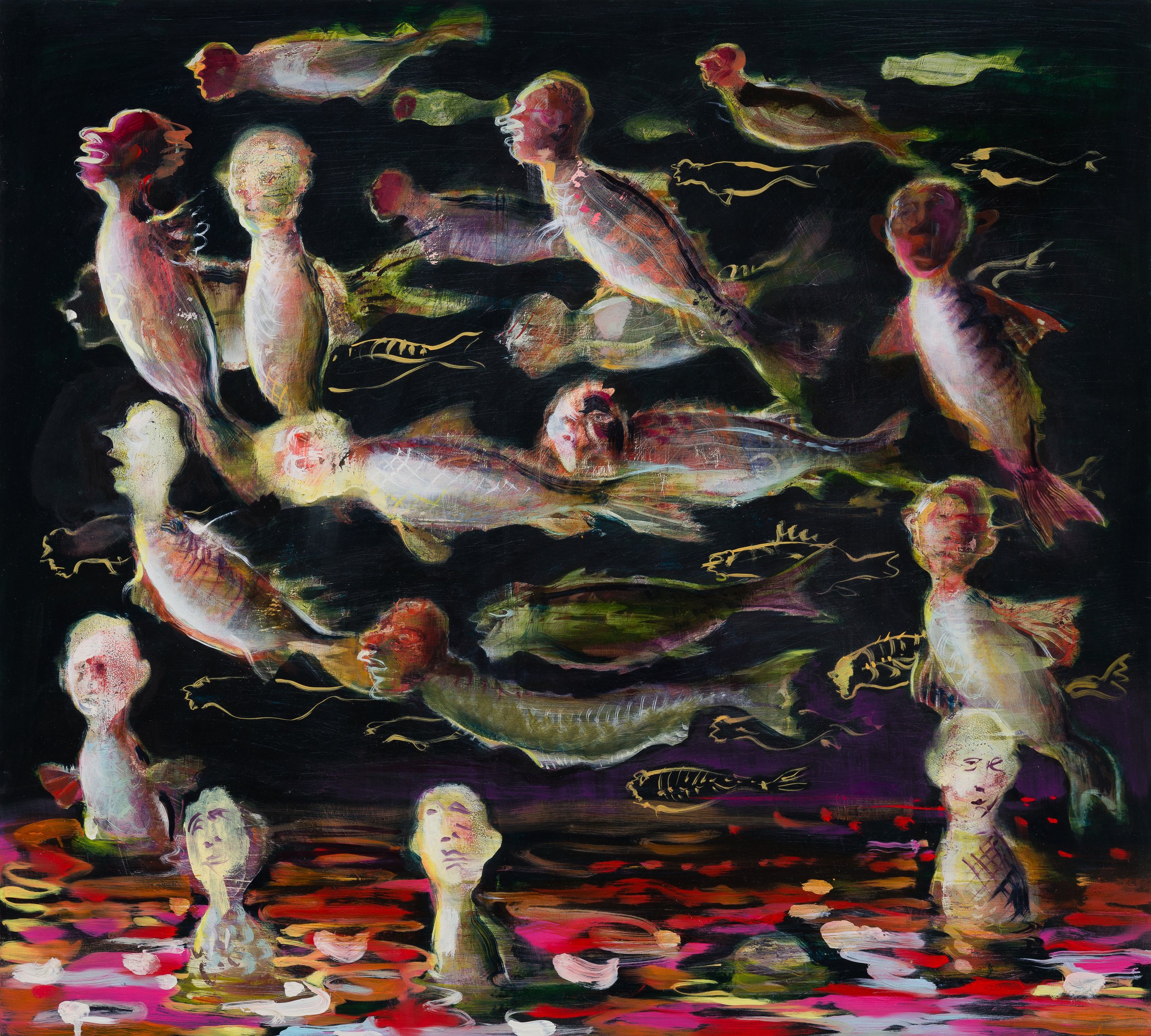 The Drowned –  oil on panel 100x90cm 2020 