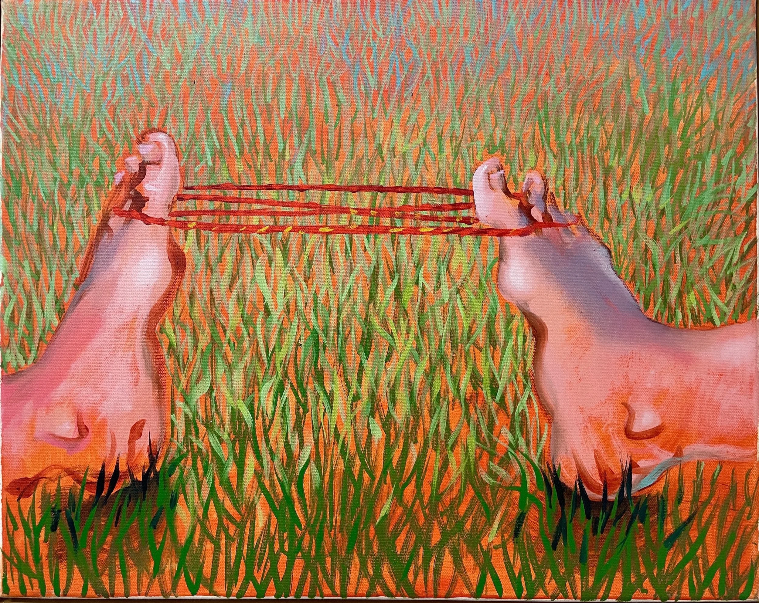 Cat’s Cradle with Feet –  oil on linen  30x40cm 2018 