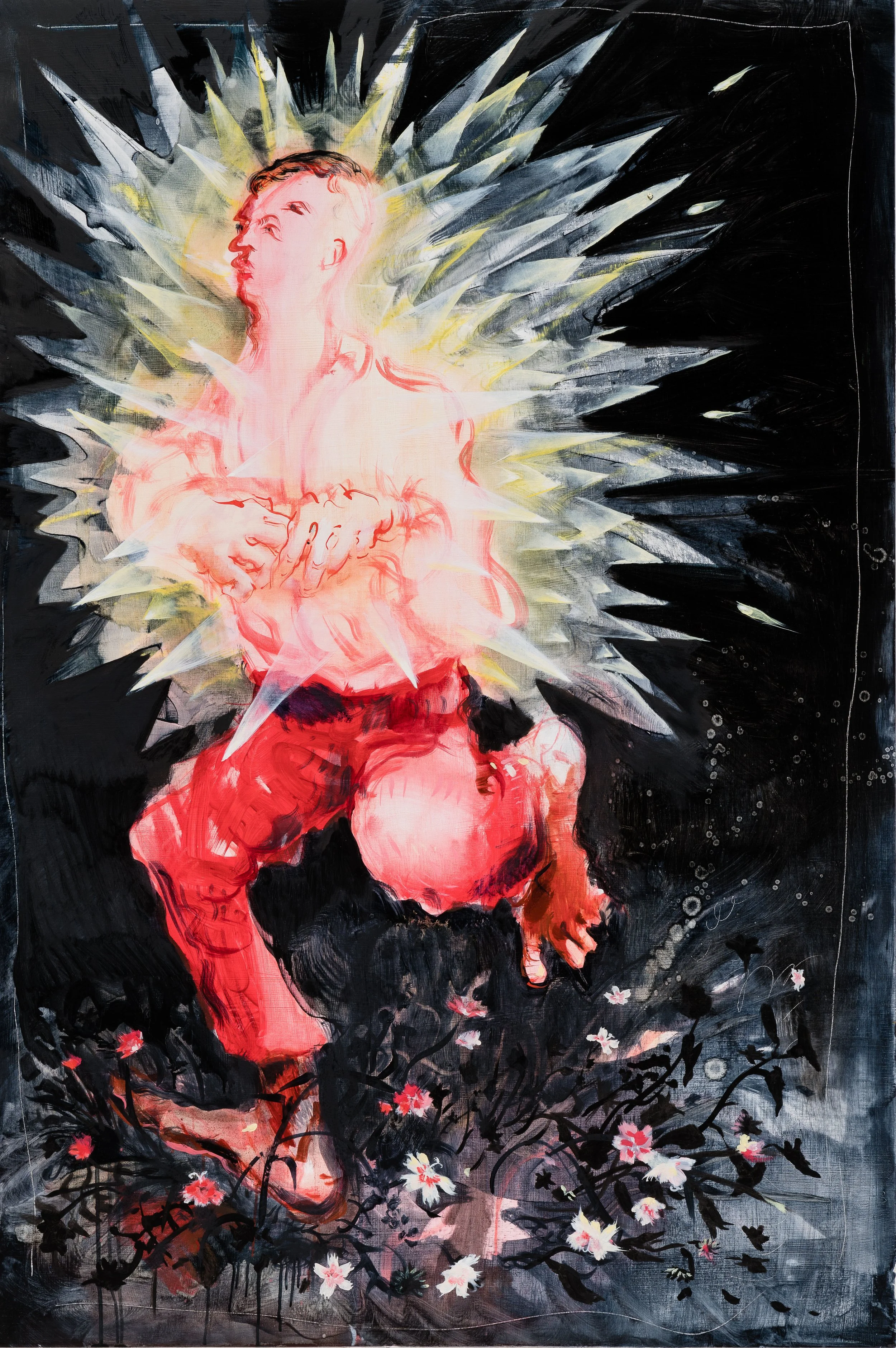 The Groom Walking  –  oil & spray paint on linen 152x121cm 2019 