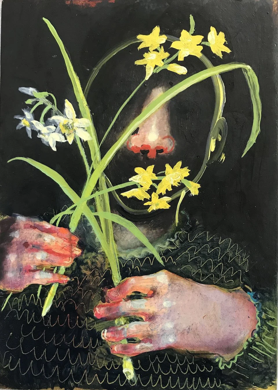 Narcissus –  oil on panel 18x13cm 2017 