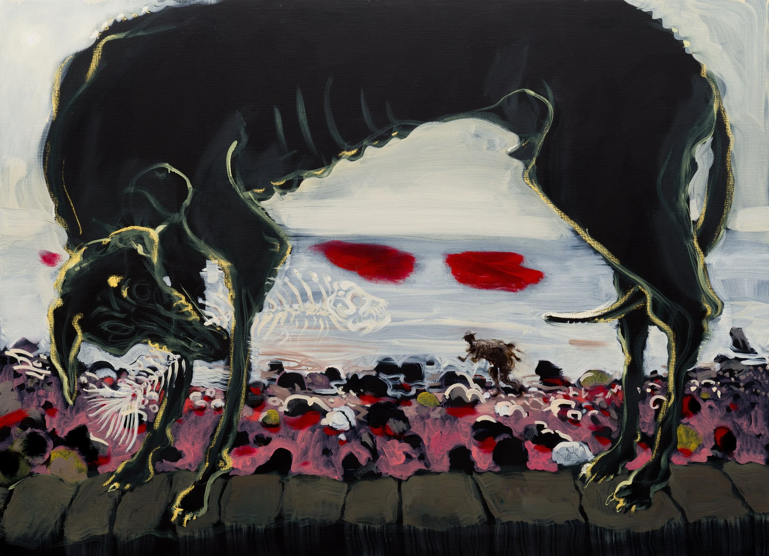 Thief and Murderer –  oil, acrylic & oil stick on linen 168x122cm 2022 
