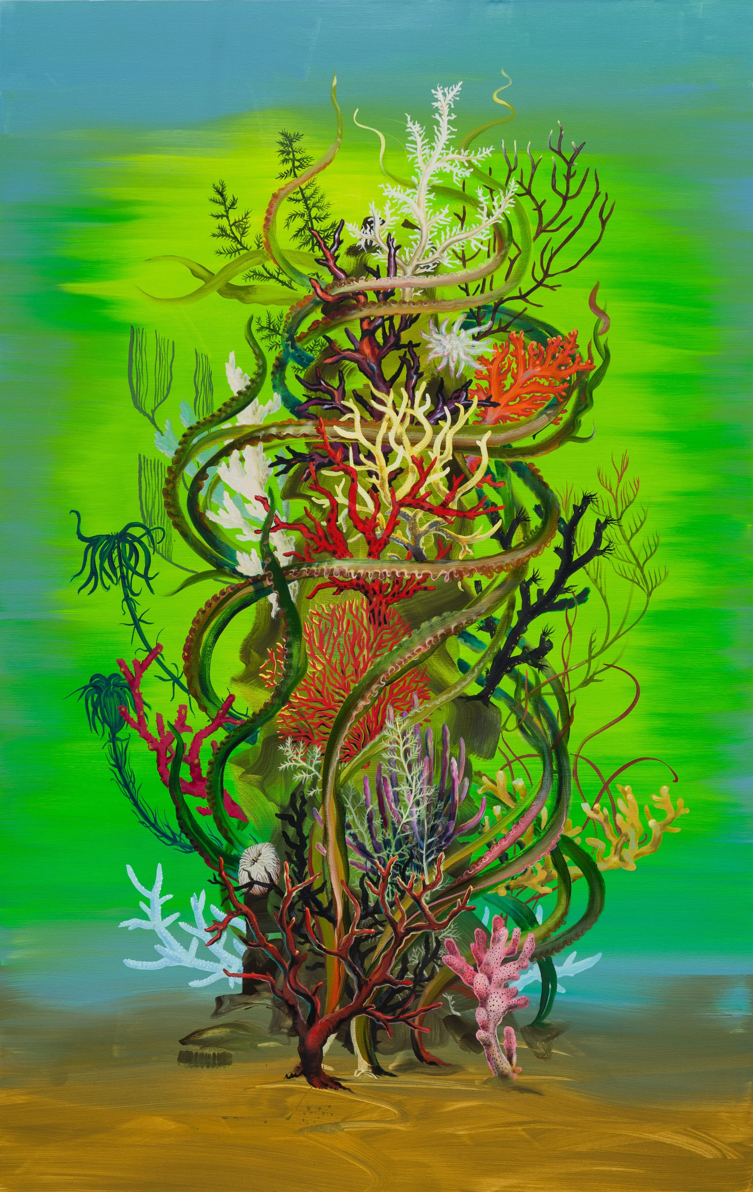 Dead-man's Fingers IV (green) –  oil on linen 220x250cm 2020 