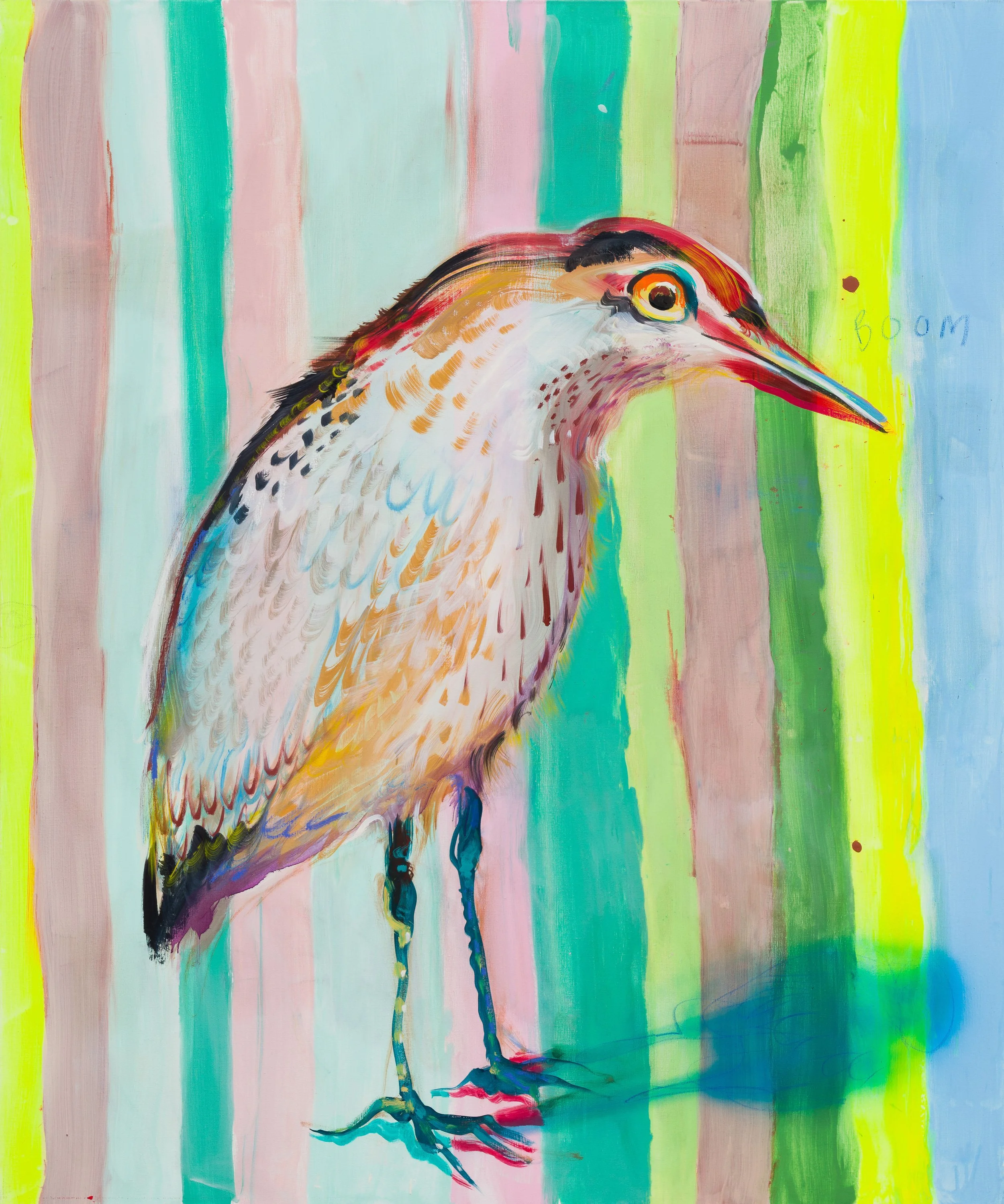 Loud Bittern –  acrylic, oil, oil stick on linen 180x150cm 2022 
