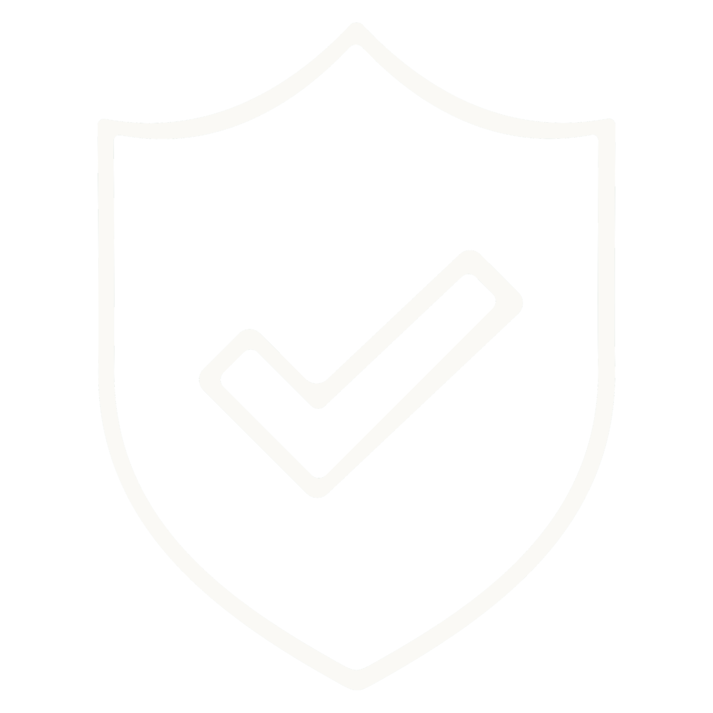 Outline of shield with a tick inside.