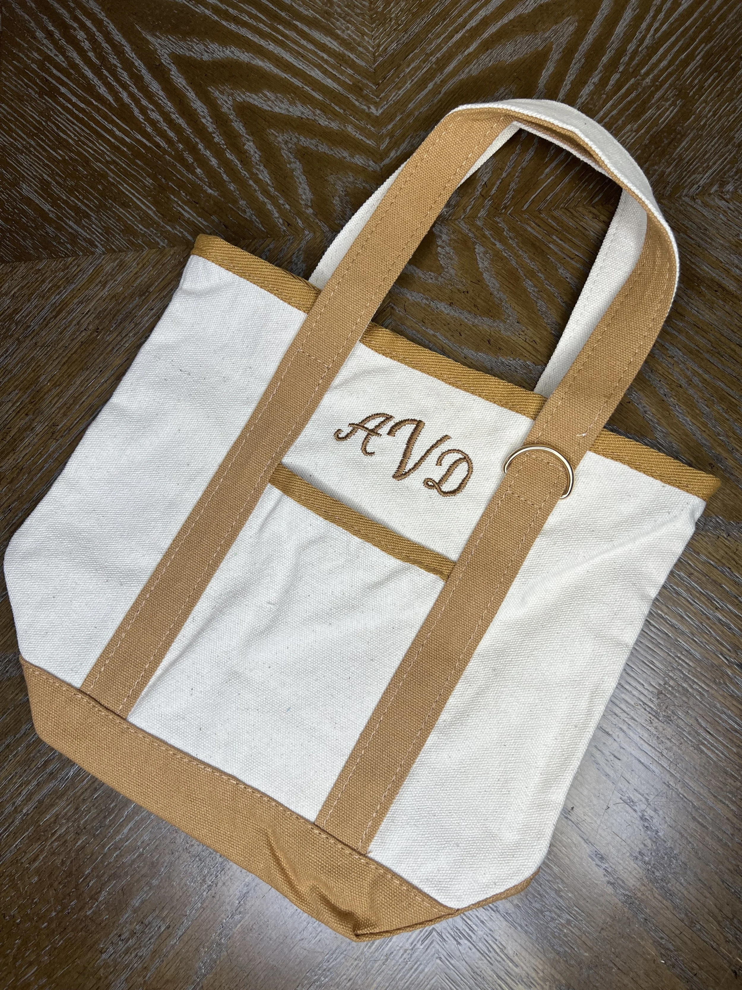 Small canvas tote bag with monogram