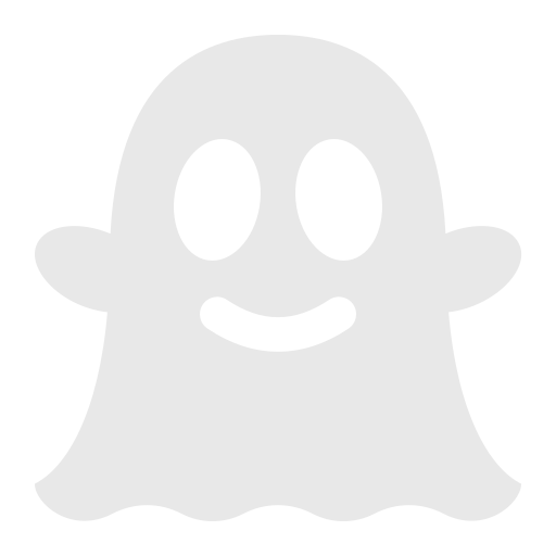 A cute cartoon ghost with a friendly smile, large oval eyes, and outstretched arms.