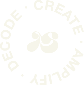Circular logo with the phrase 'Decode', 'Create', 'Amphify' around the edge and a stylized 'S' in the center.