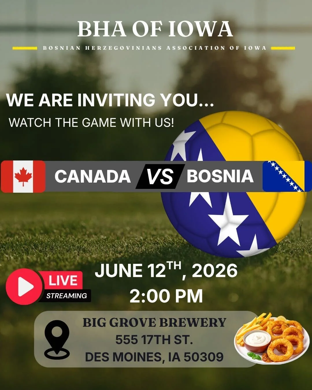 Canada vs Bosnia Watch Party!
