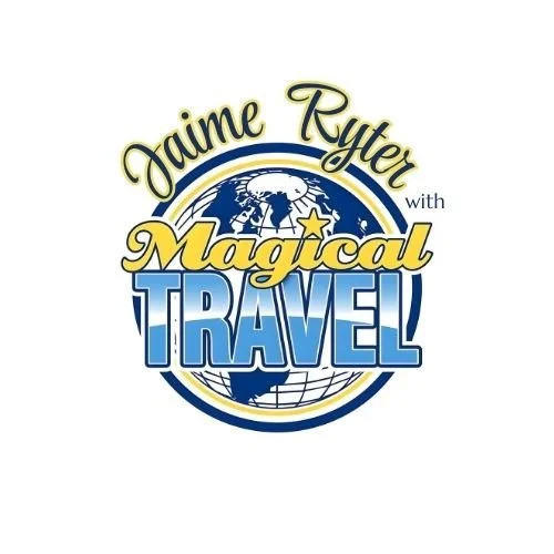 Image of Navy Blue Globe with surrounding text that reads Jaime Ryter with Magical Travel