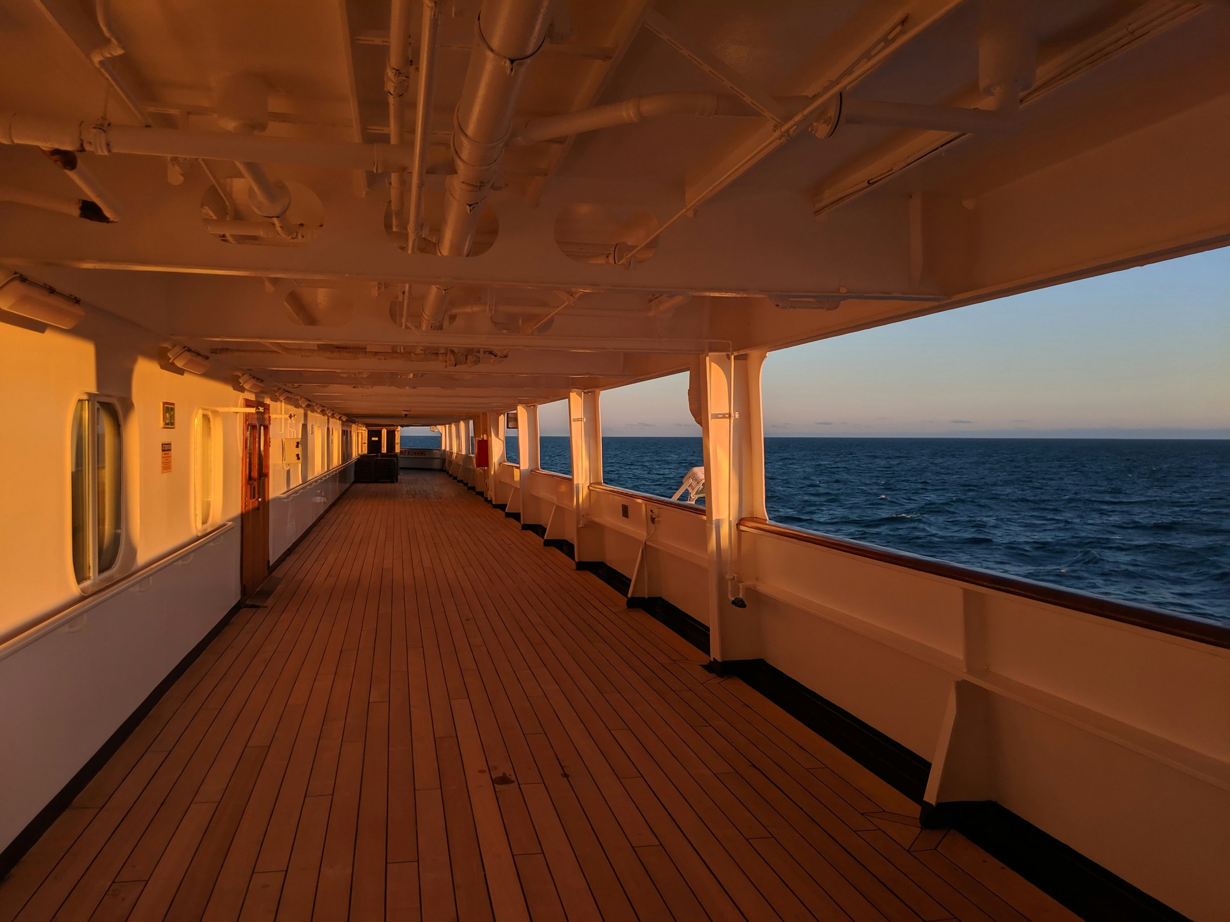 Open Cruise ship deck overlooking ocean