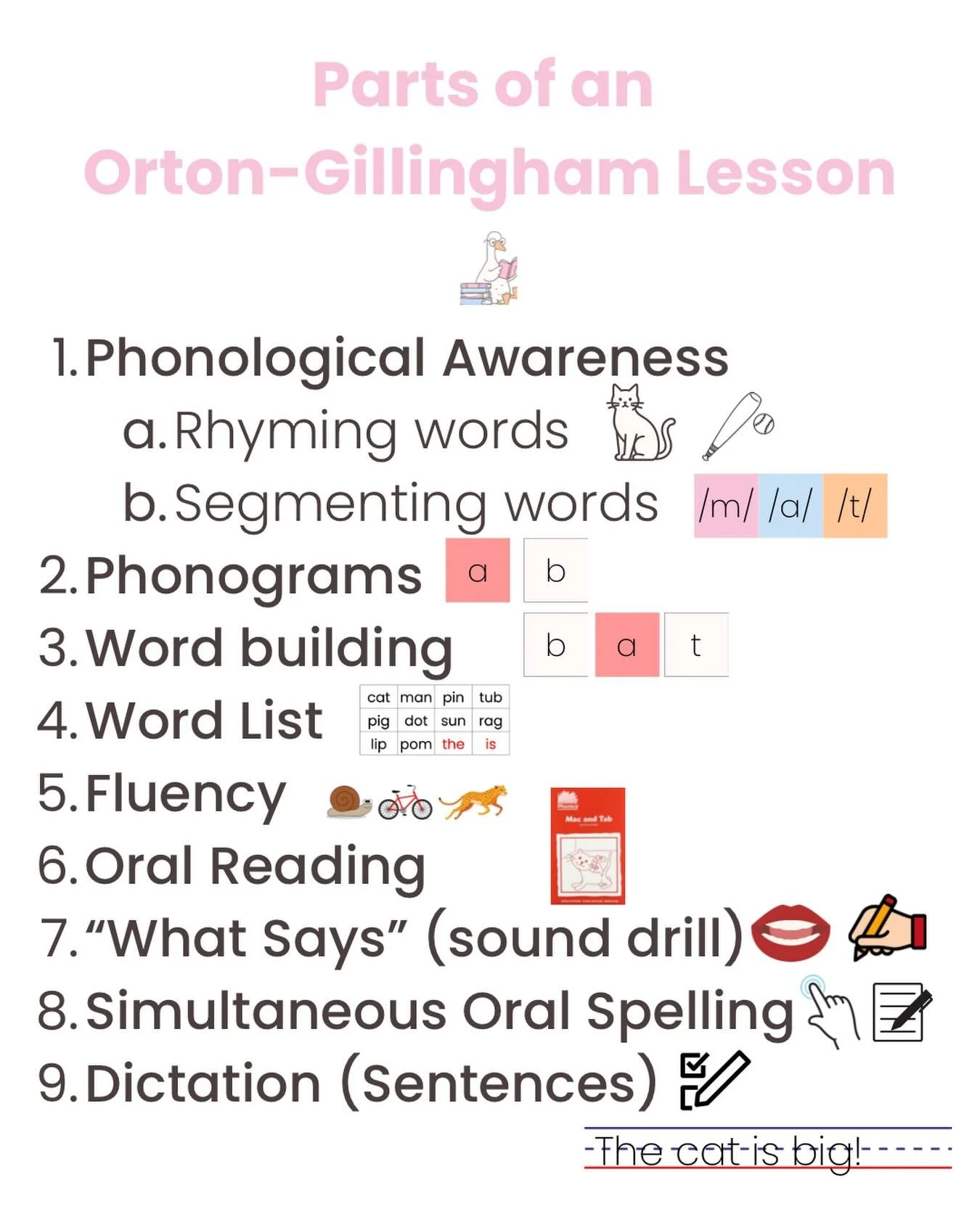 Every OG lesson is structured the same way. We follow the same steps. 🪿
Why? 
👉🏼 follows the same routines, so children know what to expect 
👉🏼it&rsquo;s cognitively challenging as it builds on prior knowledge 
👉🏼 the first half of the lesson 