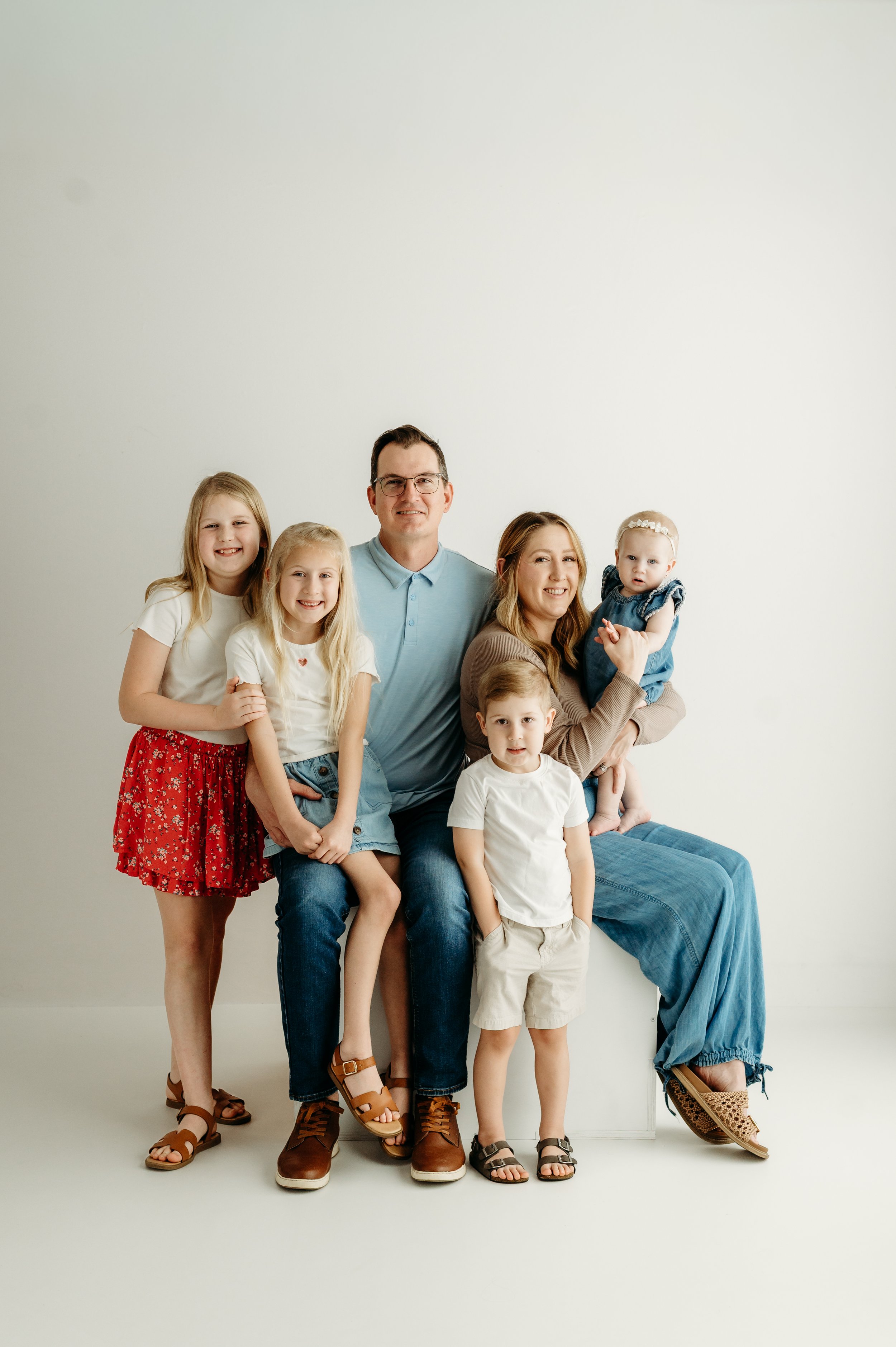 timeless white studio family session in Pleasant View, TN