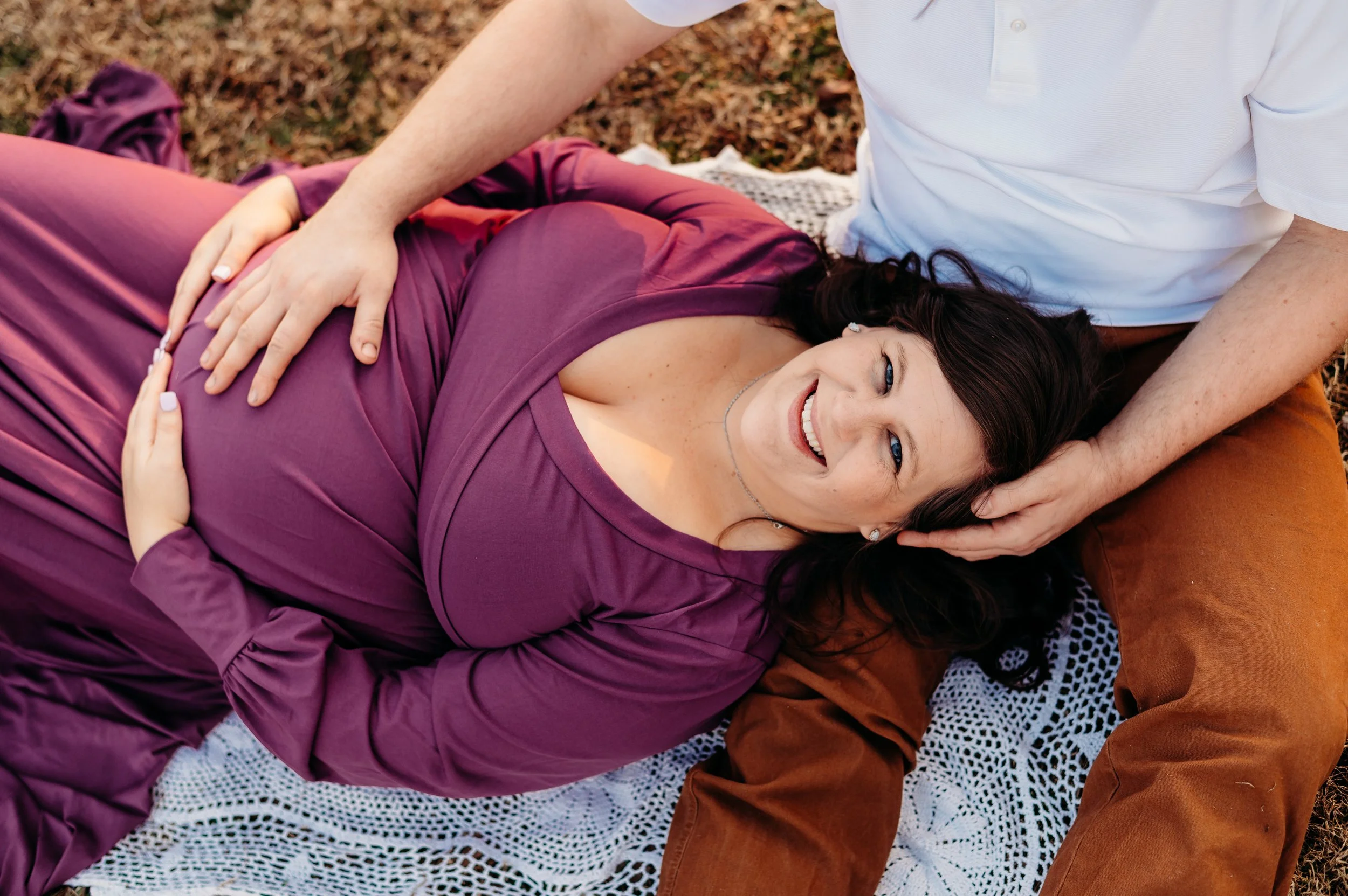 glowing mother to be during her maternity session in Pleasant View, TN