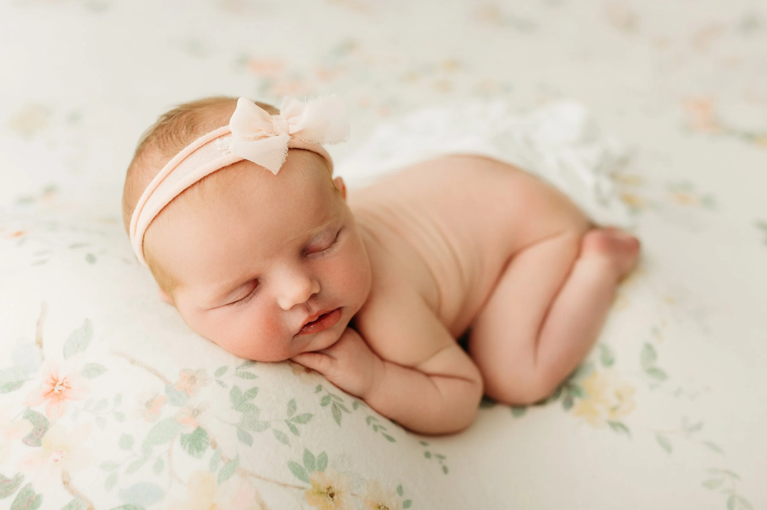 posed baby girl using natural light in nashville, tn studio