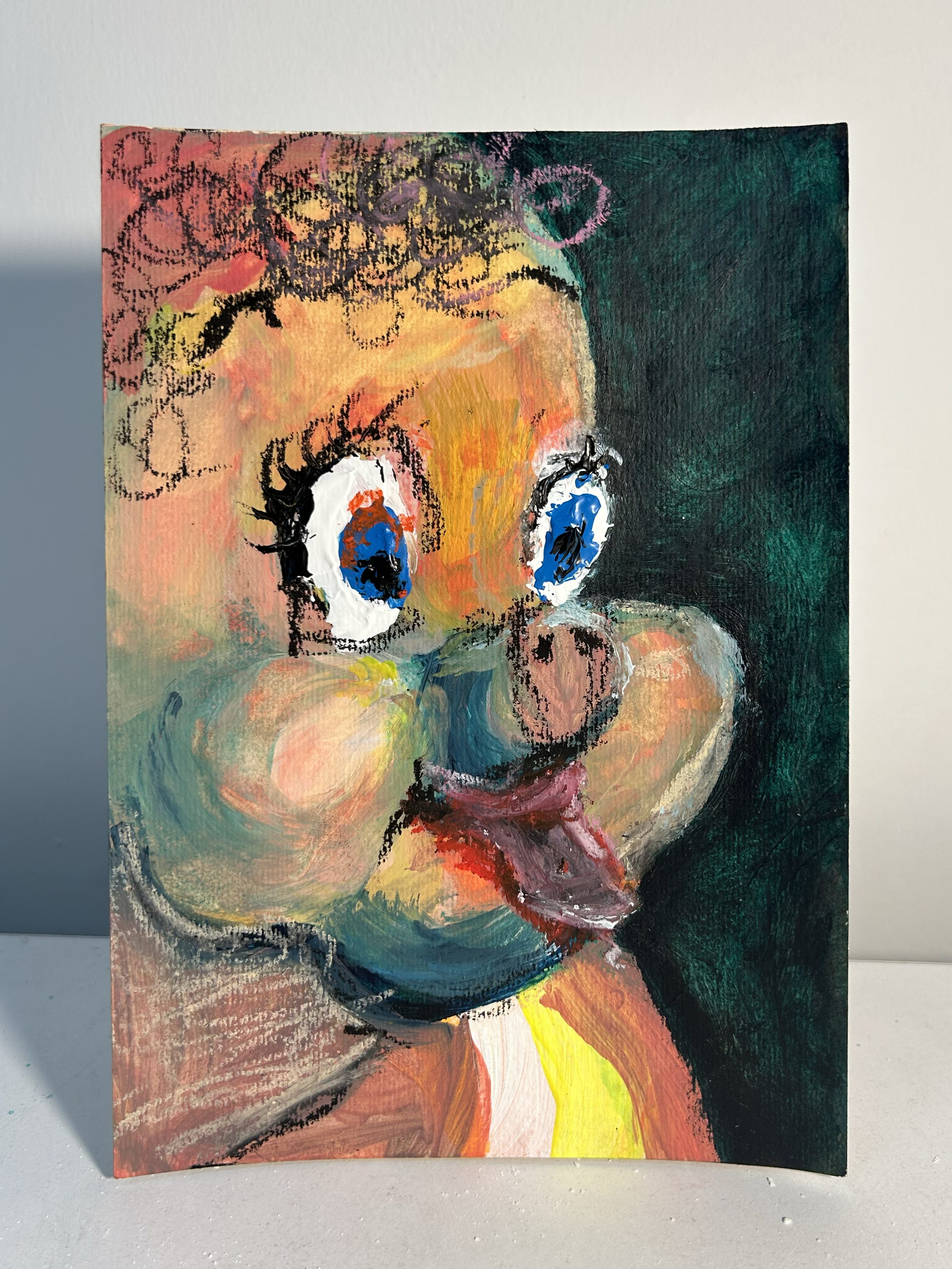 "This Little Piggy"
Mixed media on paper