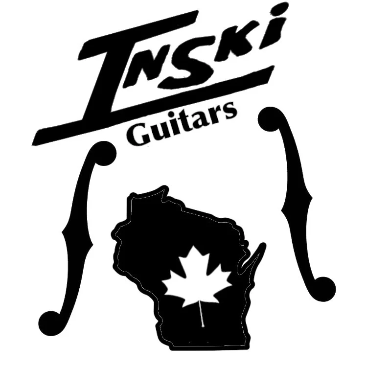 Logo for TNSKI Guitars featuring a stylized outline of the state of Georgia with a maple leaf inside and musical brackets on either side, with the brand name at the top.