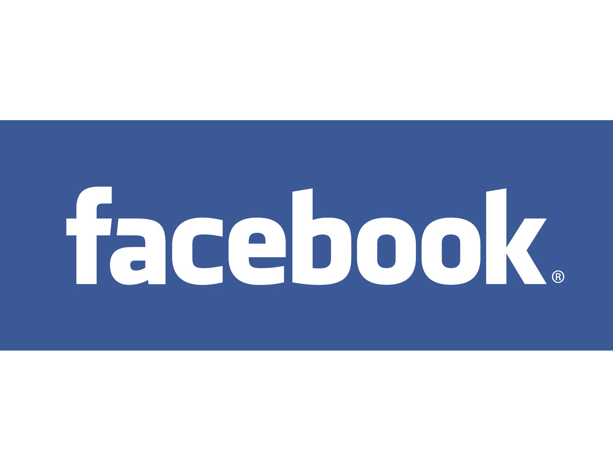 Facebook logo with blue background and white text.