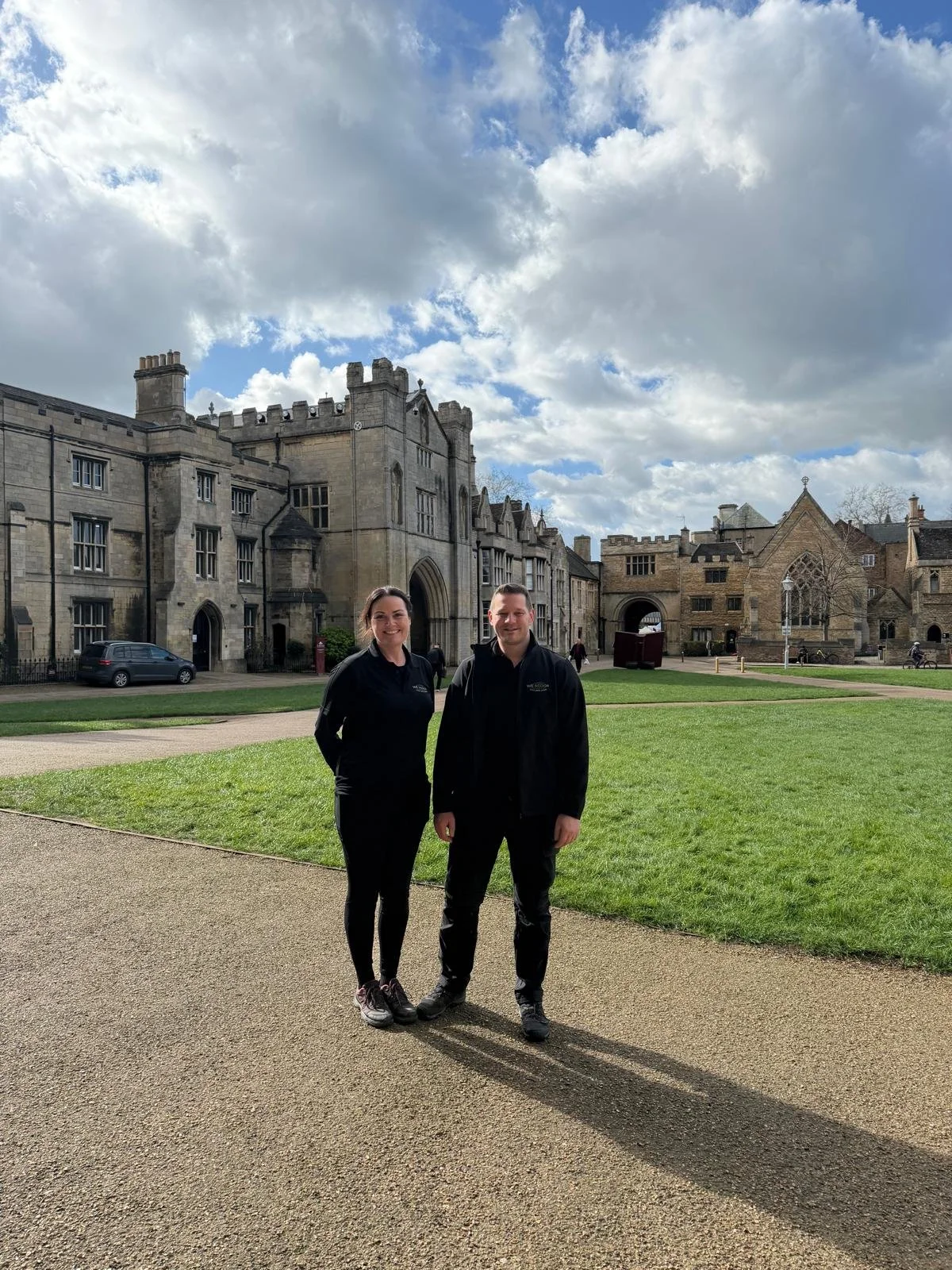 Business owners for We Scoop Ltd; Shauna and David Wiles in uniform.