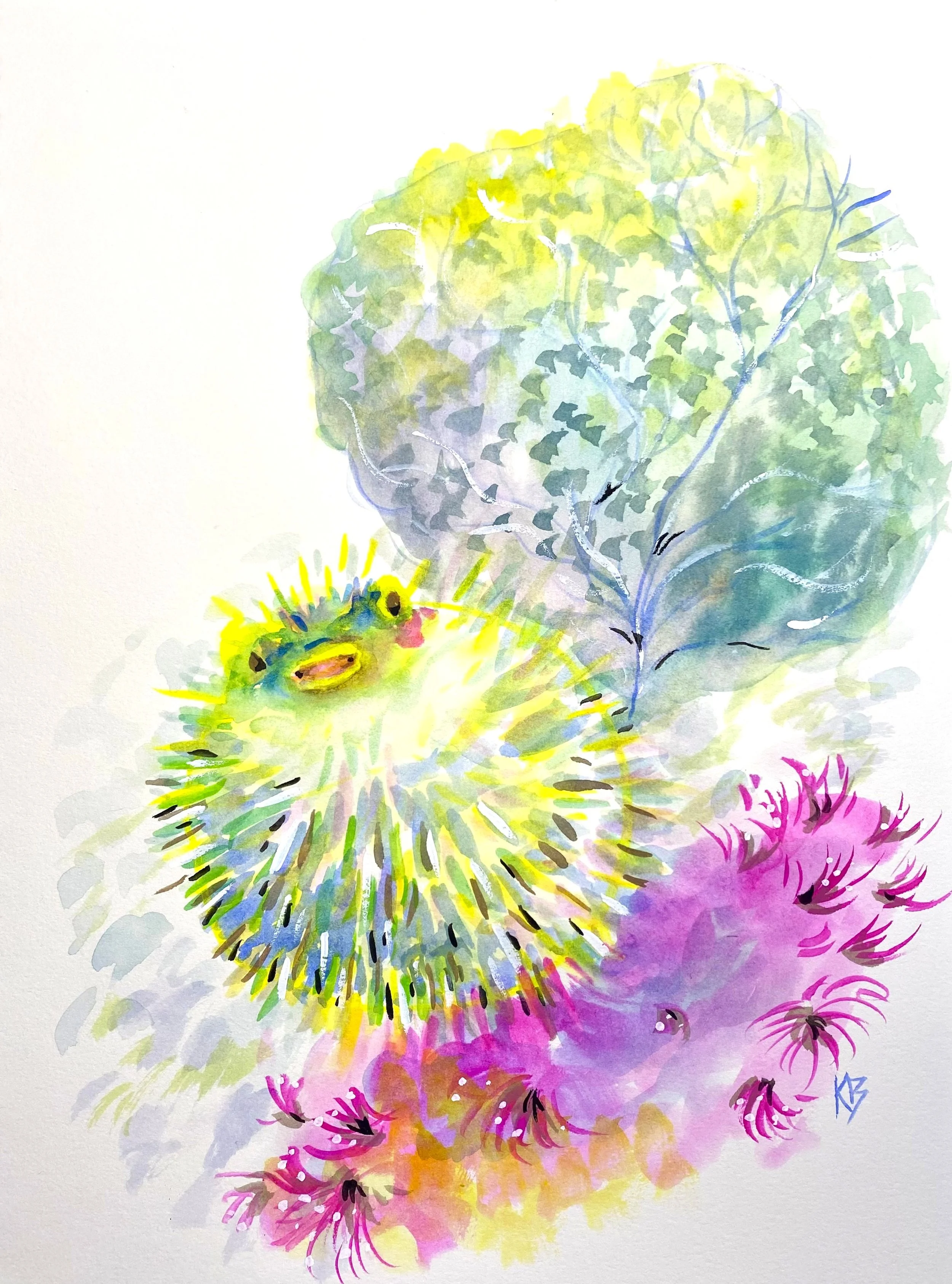World Watercolor Month: Day 2 — Painting a Playful Puffer Fish