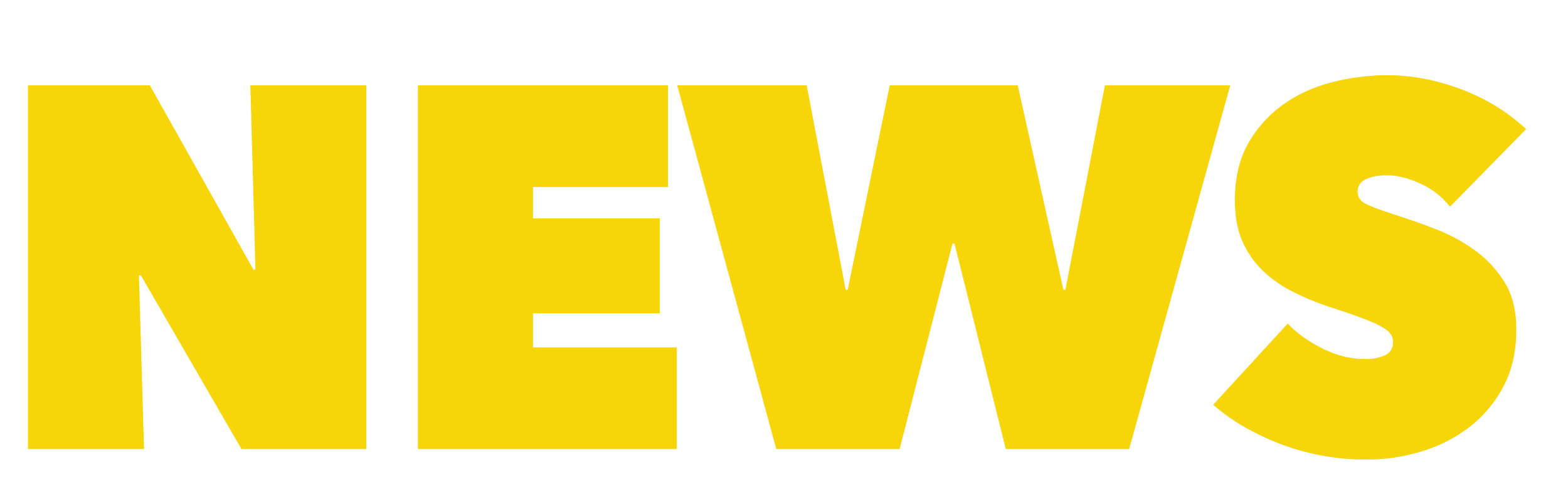 Bold yellow text reading 'NEWS' on a black background.
