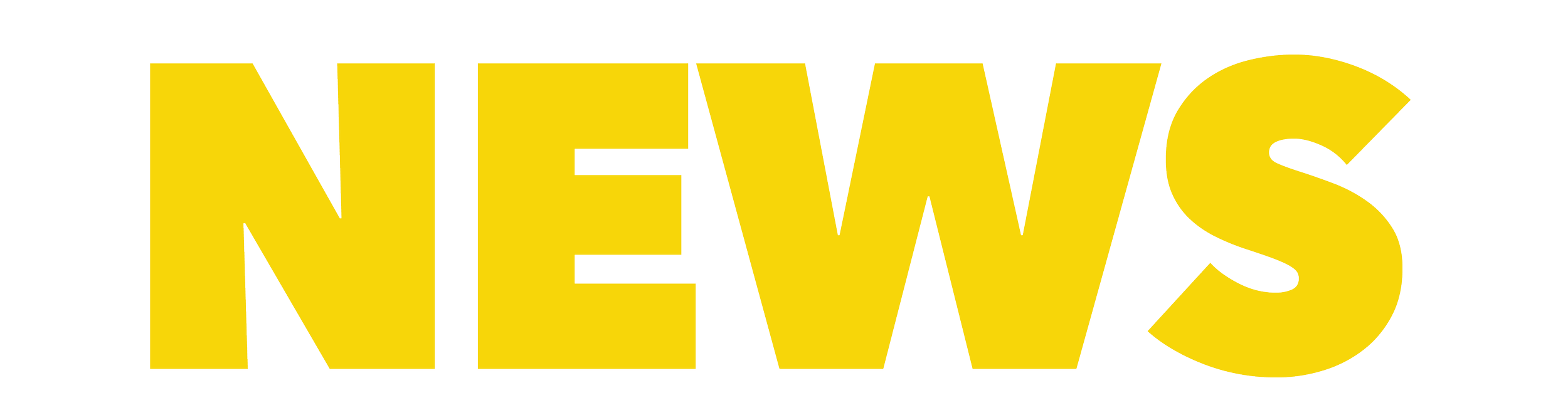 Bold yellow text spelling 'NEWS' on a black background.