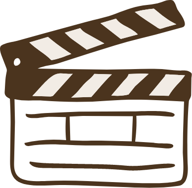 Cartoon clapperboard with a black background for Desert Dog Films Bend Oregon video production company