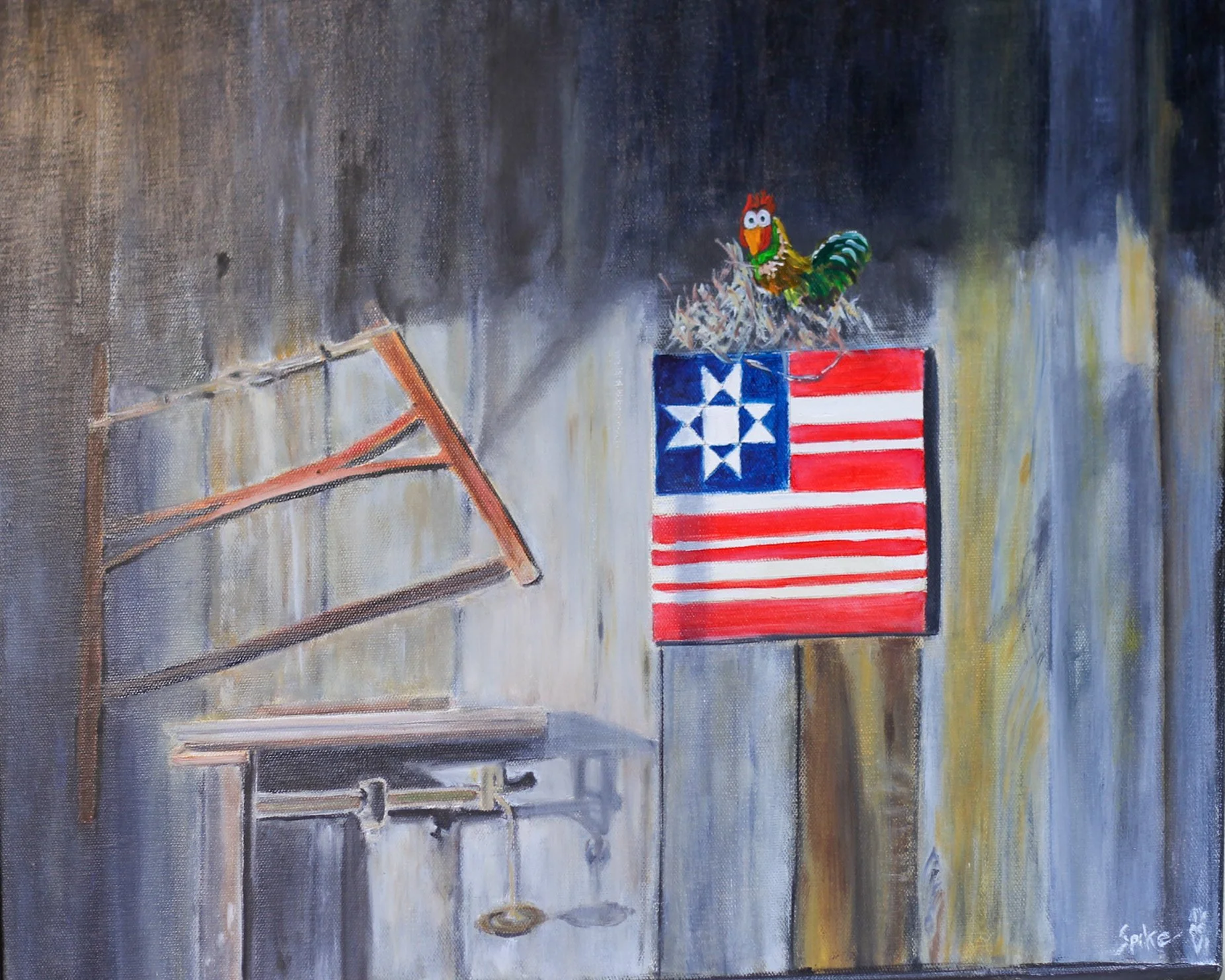 Whimsical painting created by artist Spike Frederick,  located at the Community Art Center of Switzerland County in Vevay, Indiana