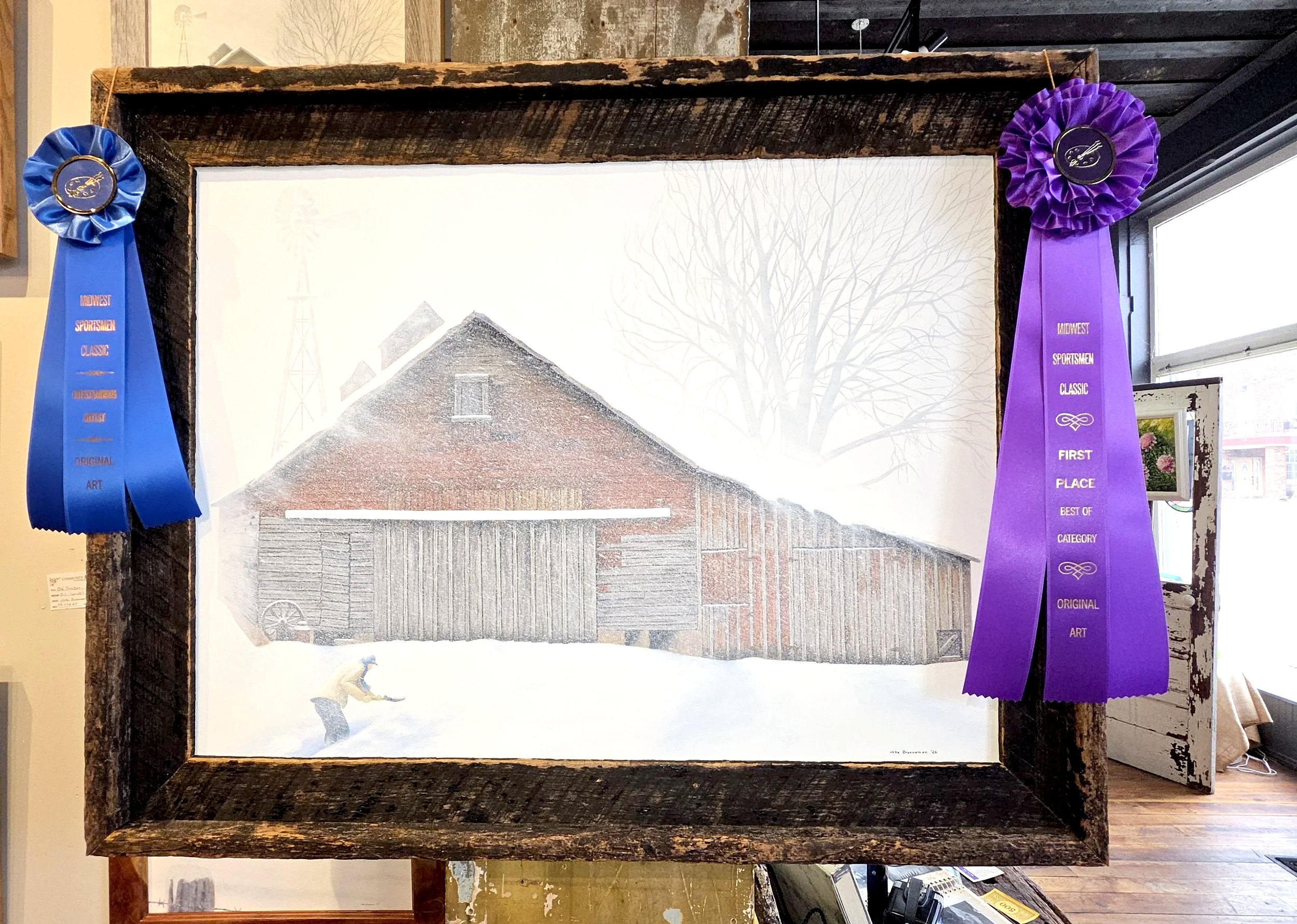 An award winning oil painting created by artist Jake Brenaman,   located at the Community Art Center of Switzerland County in Vevay, Indiana.
