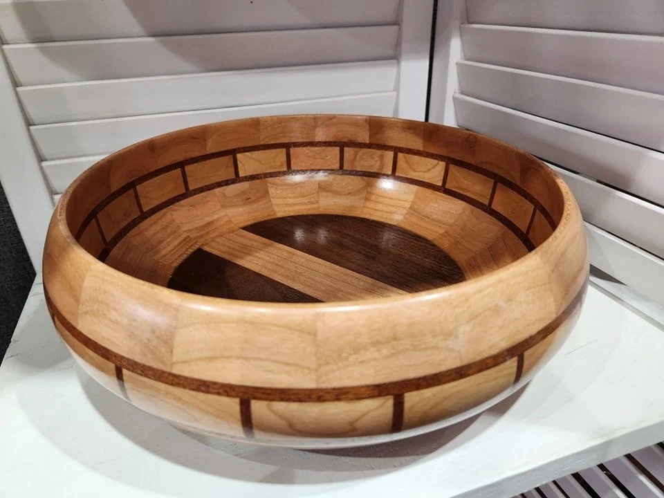 Pieces by Woodturner Lou Cougill.   See this and more at the Community Art Center of Switzerland County in Vevay, Indiana.