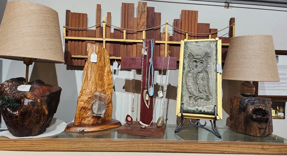 Pieces by artist Richard Drake. See this and more at the Community Art Center of Switzerland County in Vevay, Indiana.