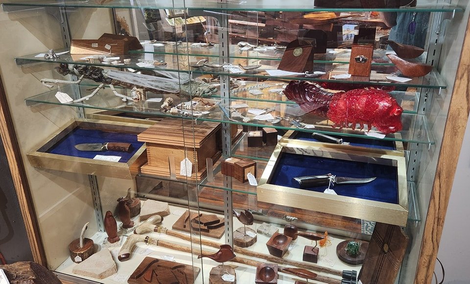 Pieces by artist Richard Drake. See this and more at the Community Art Center of Switzerland County in Vevay, Indiana.