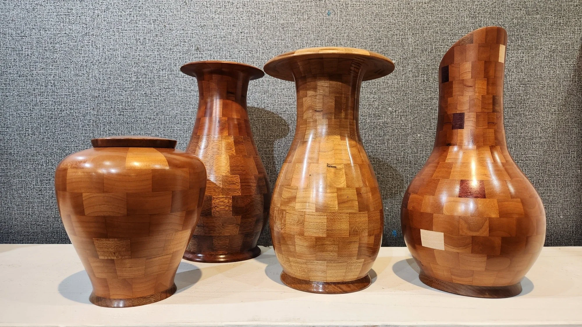 Pieces by Woodturner Lou Cougill.   See this and more at the Community Art Center of Switzerland County in Vevay, Indiana.