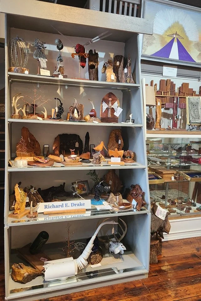 Pieces by artist Richard Drake. See this and more at the Community Art Center of Switzerland County in Vevay, Indiana.