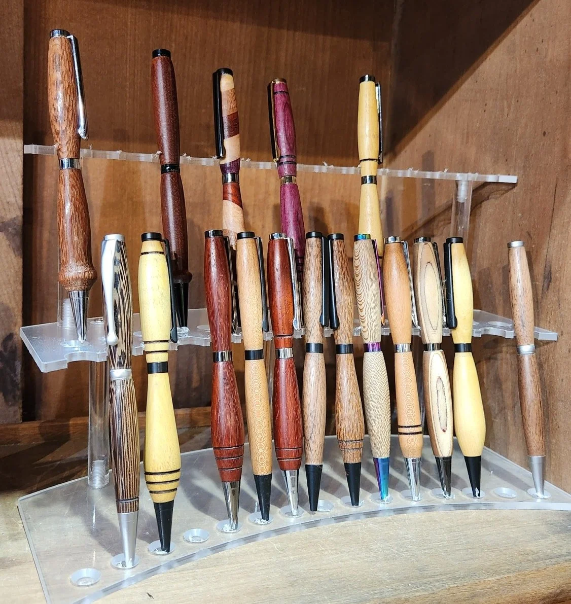 Pieces by Woodturner Lou Cougill.   See this and more at the Community Art Center of Switzerland County in Vevay, Indiana.