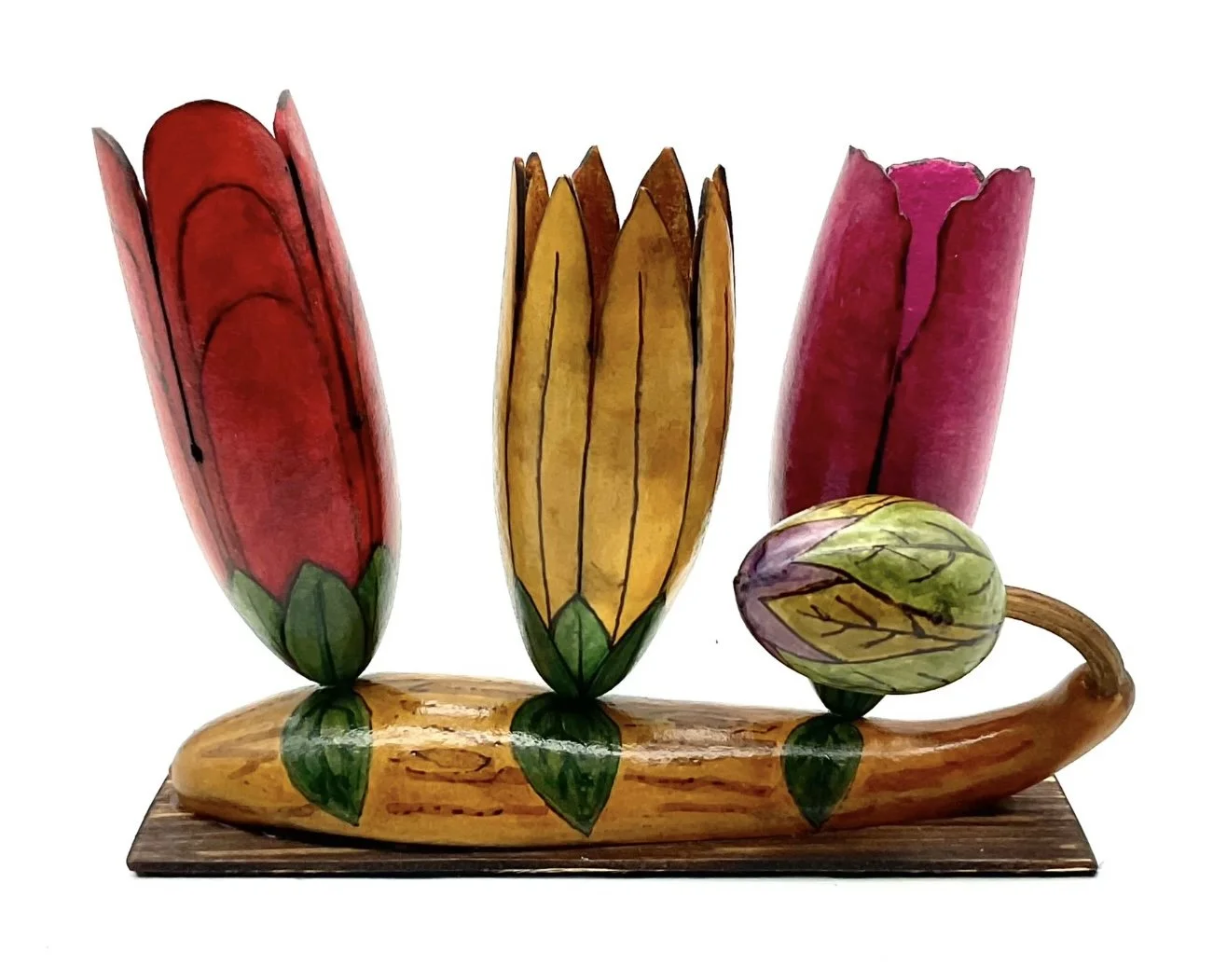 Unique gourd art created by artist Terilu Adler, located at the Community Art Center of Switzerland County in Vevay, Indiana