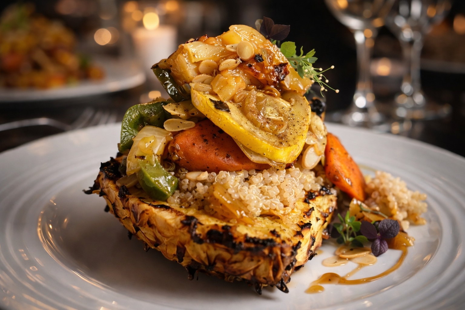 Organic nutritious lunch at a holistic wellness retreat surrounded by nature in Oklahoma