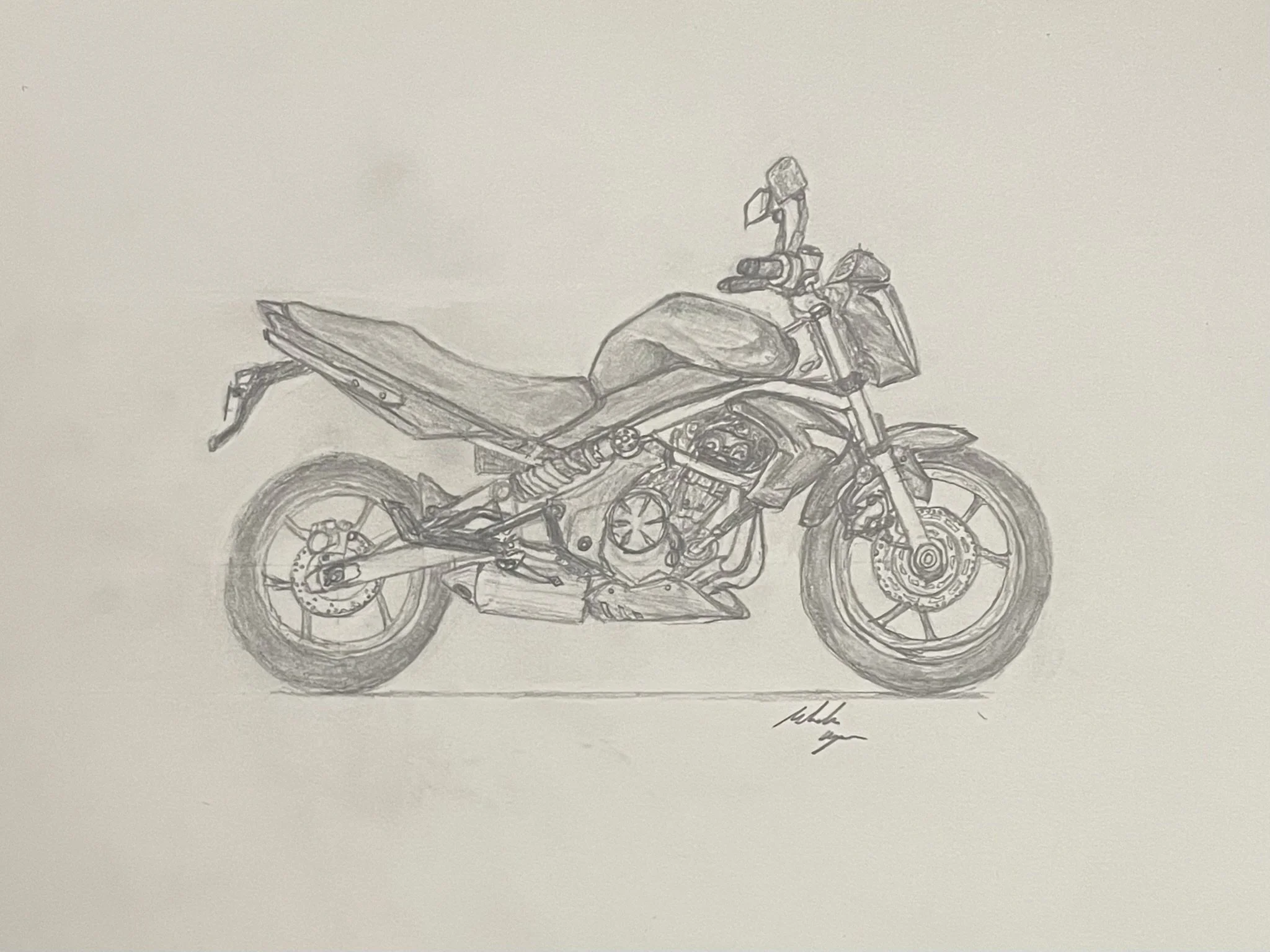 2009 Kawasaki ER-6n Pencil Sketch by Malcolm Meyers