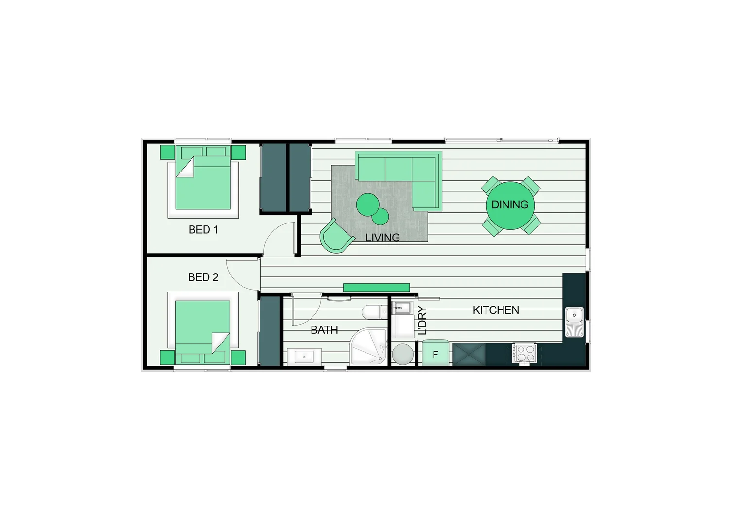 HB01 two-bedroom floor plan