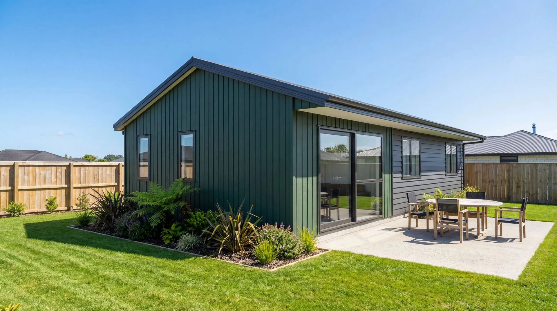 Home Builders NZ house plan render of a house plan with mixed cladding style and a Gable roof.