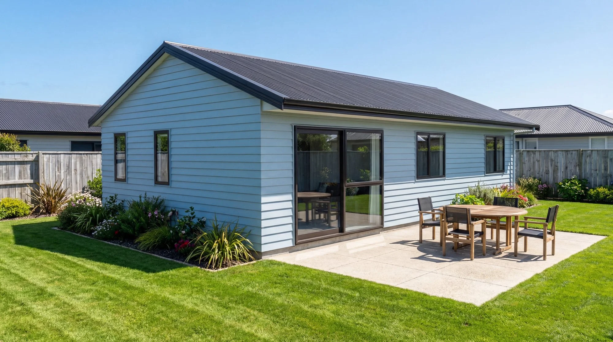 Home Builders NZ house plan render of a house plan with linea weatherboard cladding and a Gable roof.