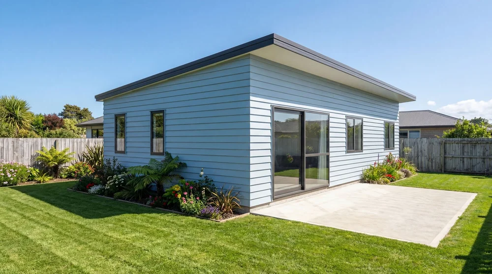 HB01 weatherboard, mono roof
