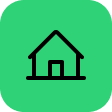 Icon of a house with a yard on a green background.
