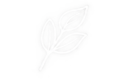 Neon sign of a sprig with three leaves.