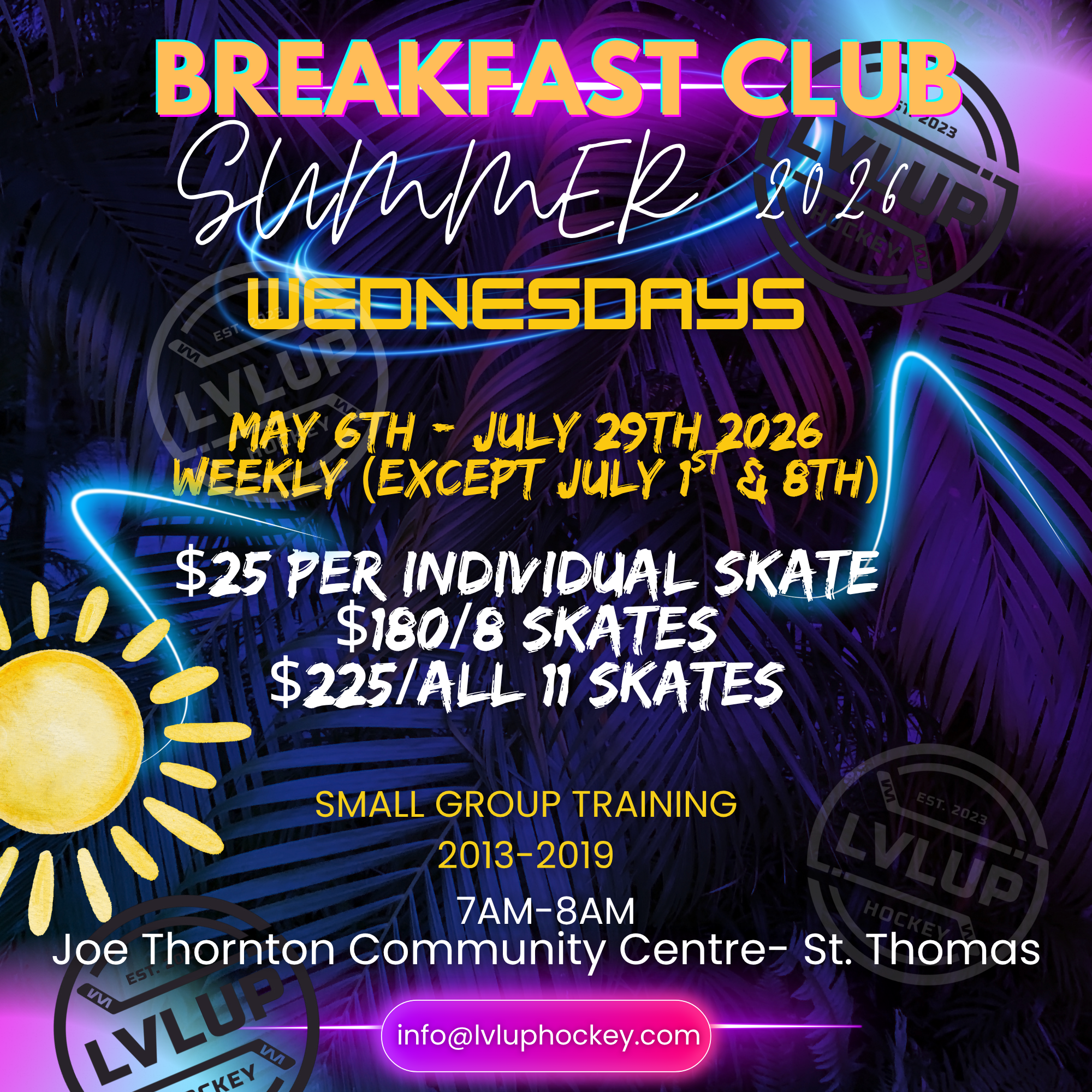 8-SKATE PACKAGE- Summer Breakfast Club