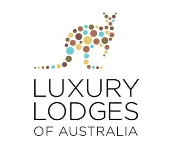 Logo of Luxury Lodges Australia featuring a stylized kangaroo made of dots.