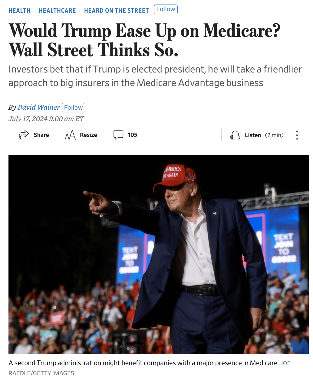 Andrew Schwab Quoted in The Wall Street Journal on Medicare Advantage Policy