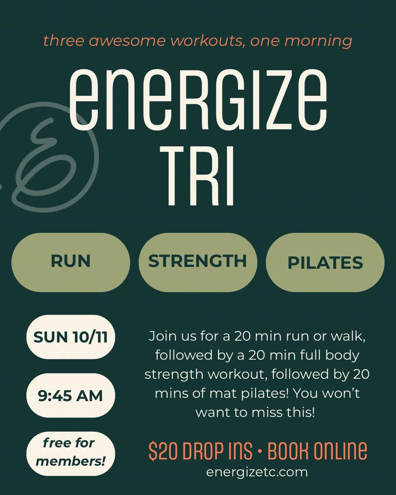 THIS WEEK! 💪🏻

20 min group run ➡️ 20 min strength workout w/ Keenan ➡️ 20 min mat pilates w/ Cassidy to finish! 🔥 

Link in bio to book! You won&rsquo;t want to miss this one 🙌🏻 

*free for monthly unlimited &amp; 8x per month members* 

#stren