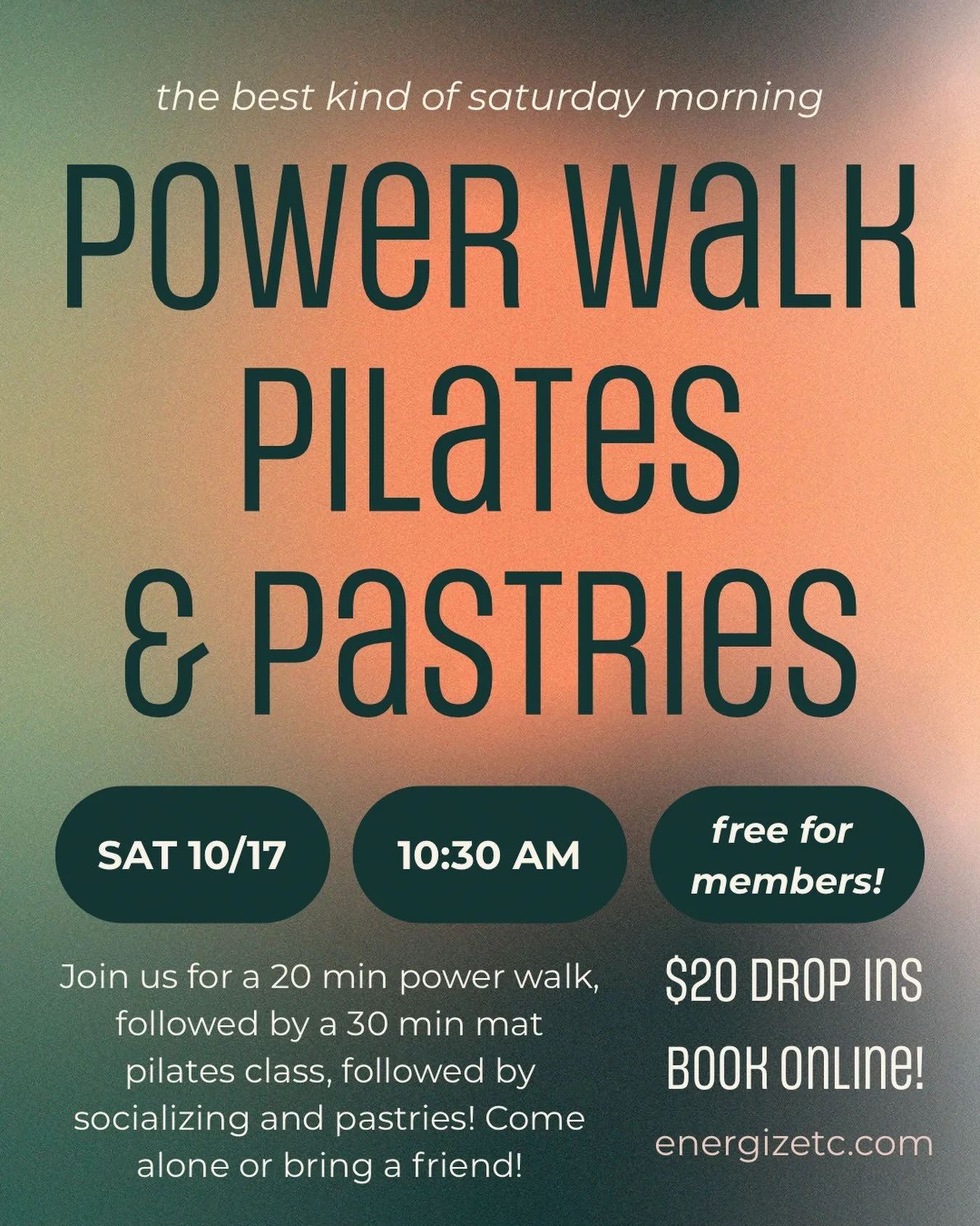 THIS WEEKEND! 🤩

Our pilates event is going to be a good one! Come alone and leave with new friends, or bring your bestie and sweat together 🙌🏻 

*free for members - $20 drop-ins*

#traversecity #matpilates #pilatesevent #workoutclass #downtowntc